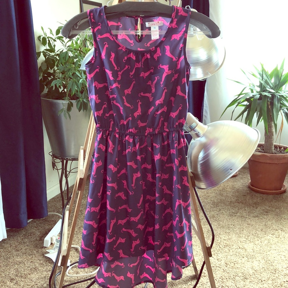 Purple and pink high to low dress